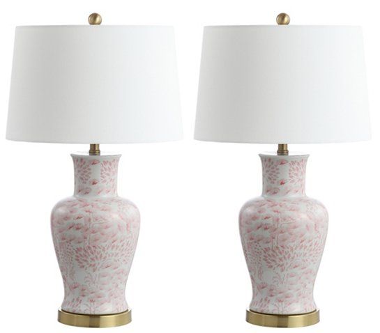 S/2 Babette Table Lamps, Pink/White | One Kings Lane