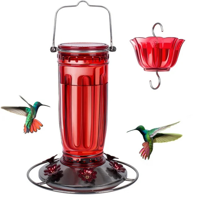 Kingsyard Glass Hummingbird Feeder, 6 Feeding Ports, Leak Proof, Red (Ant Moat Included) | Walmart (US)