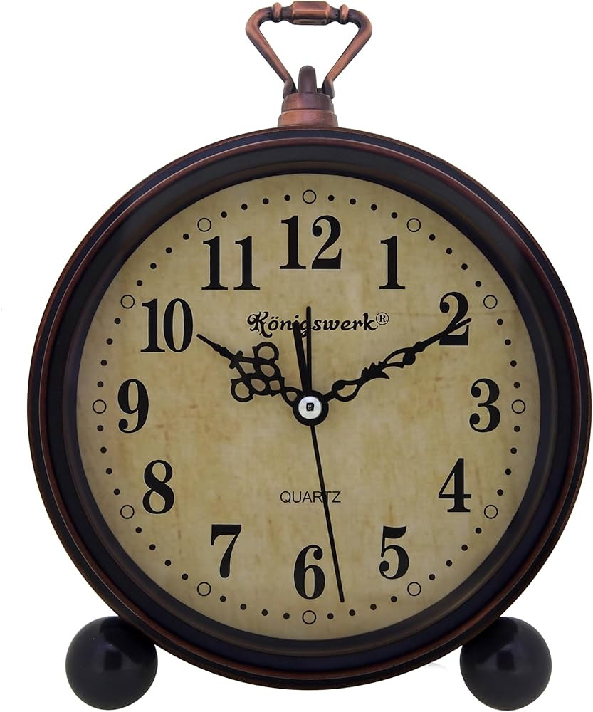 Vintage Analog Alarm Clock, 5.25 inch Small Silent Desk Clock with Night Light, Battery Operated ... | Amazon (US)