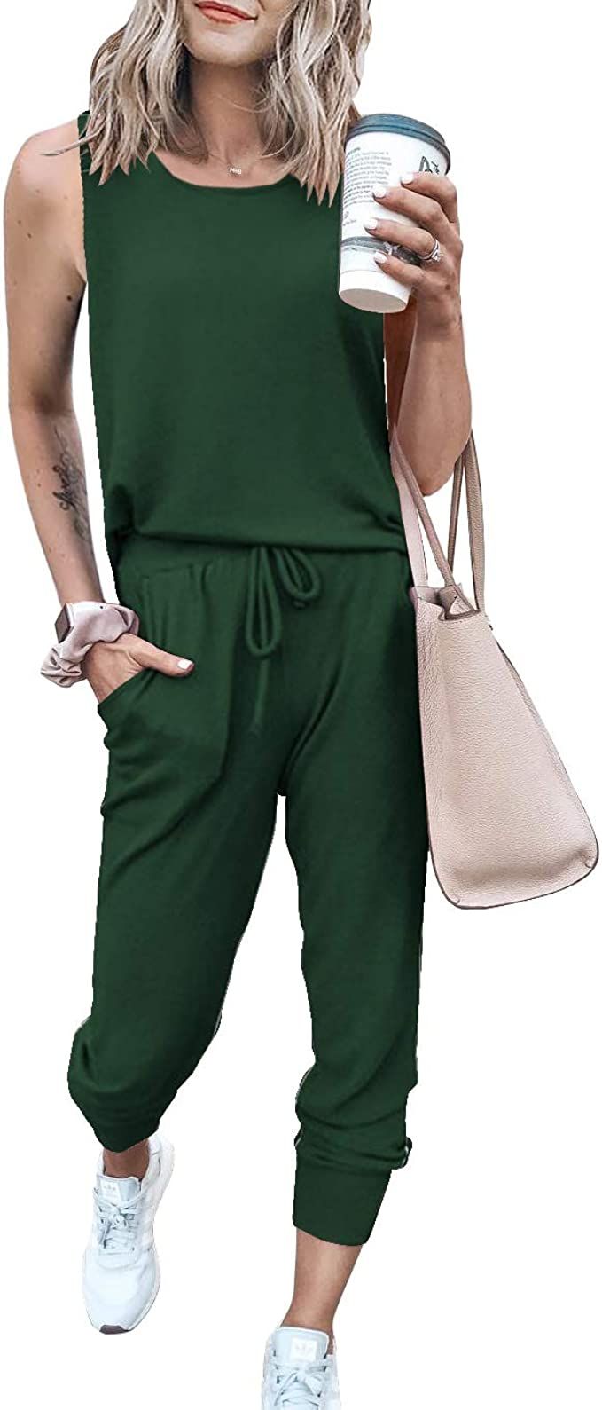 PRETTYGARDEN Women's Two Piece Outfit Sleeveless Crewneck Tops with Sweatpants Active Tracksuit L... | Amazon (US)