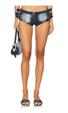 Jaded London Zip Up Buckle Hot Short in Denim from Revolve.com | Revolve Clothing (Global)
