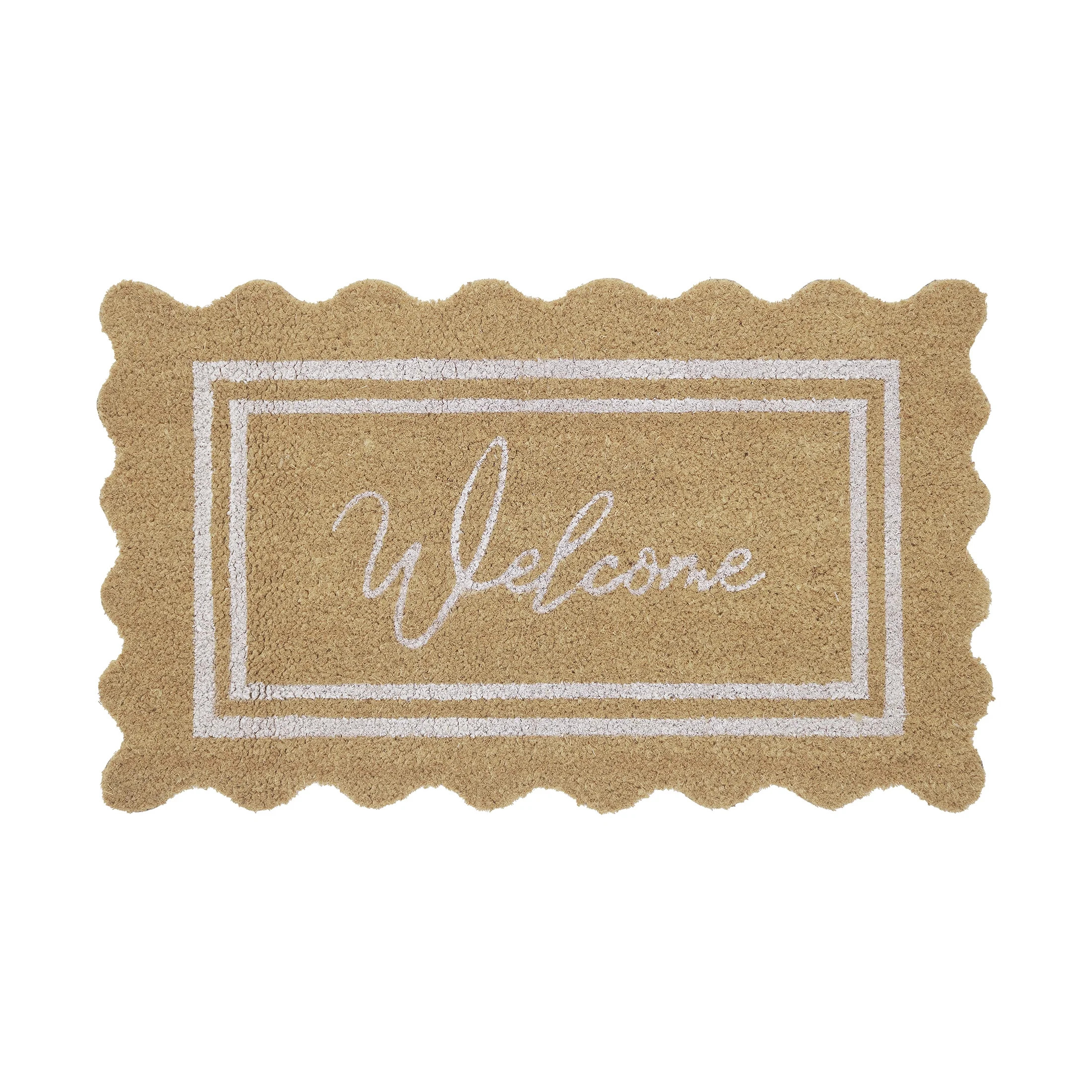 My Texas House Welcome Natural Scalloped Edge and Border Outdoor Coir Doormat, 18" x 30" | Walmart (US)
