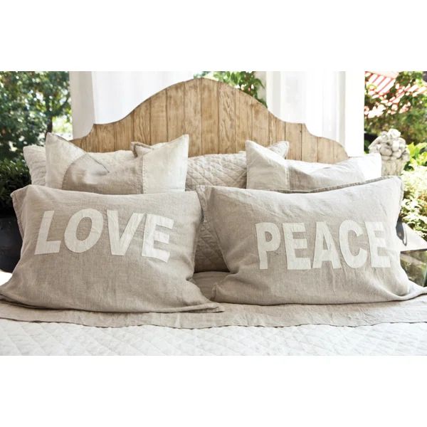 2 Piece Love Peace Linen Pillow Cover Set (Set of 2) | Wayfair North America