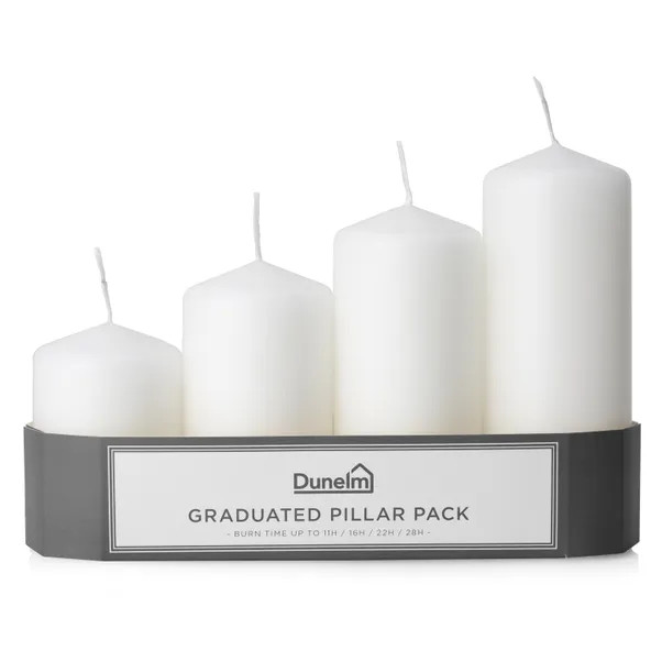 Set of 4 Graduated Pillar Candles | Dunelm (migrated)