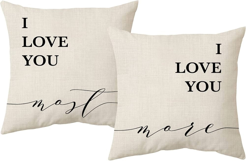 Sidhua I Love You Themed Pillowcases Decorations for Home, Love Quotes Couple I Love You More I L... | Amazon (US)