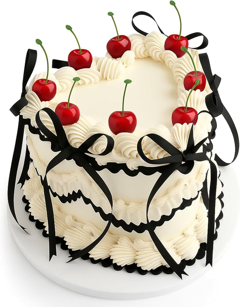 Chunful 24 Pcs Cherry Cake Decorations and Bow Fake Cherries Cake Toppers Artificial Fruit Decor ... | Amazon (US)