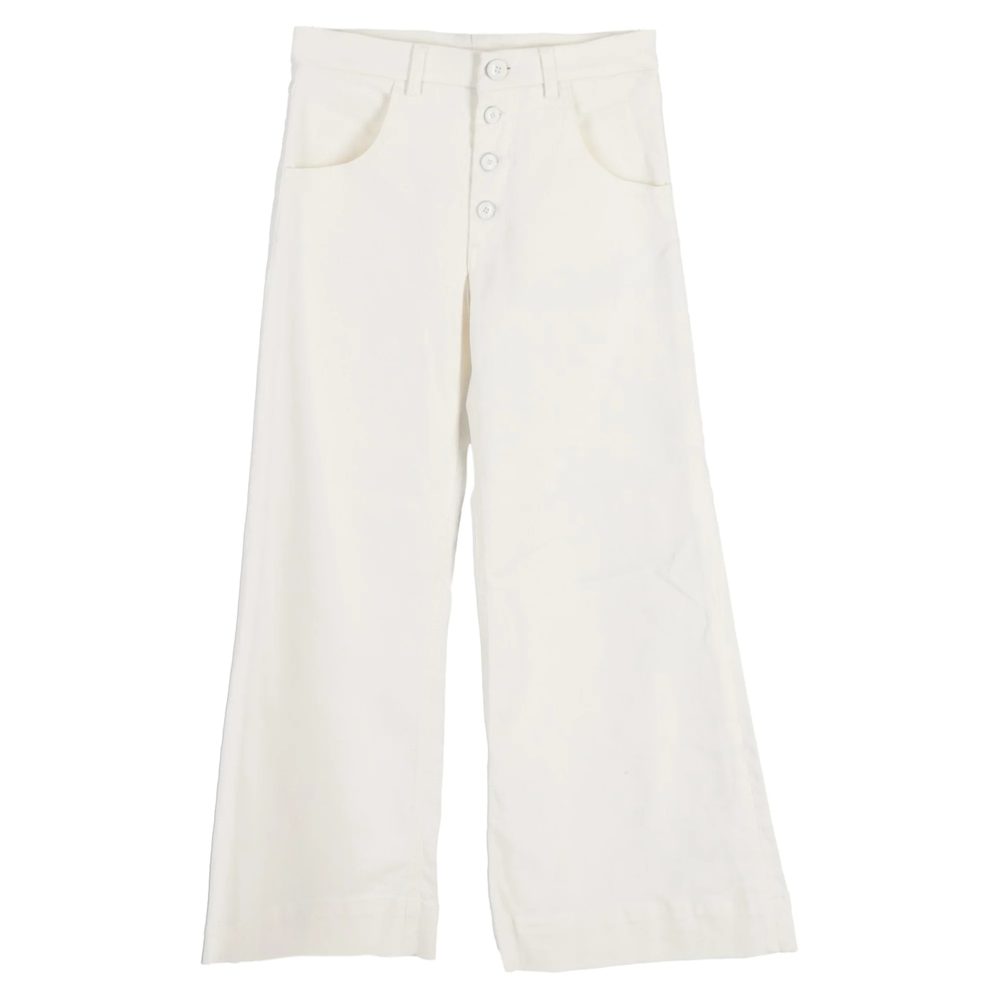 Chloé Wide Leg Jeans in Cream Cotton | Shop Simon