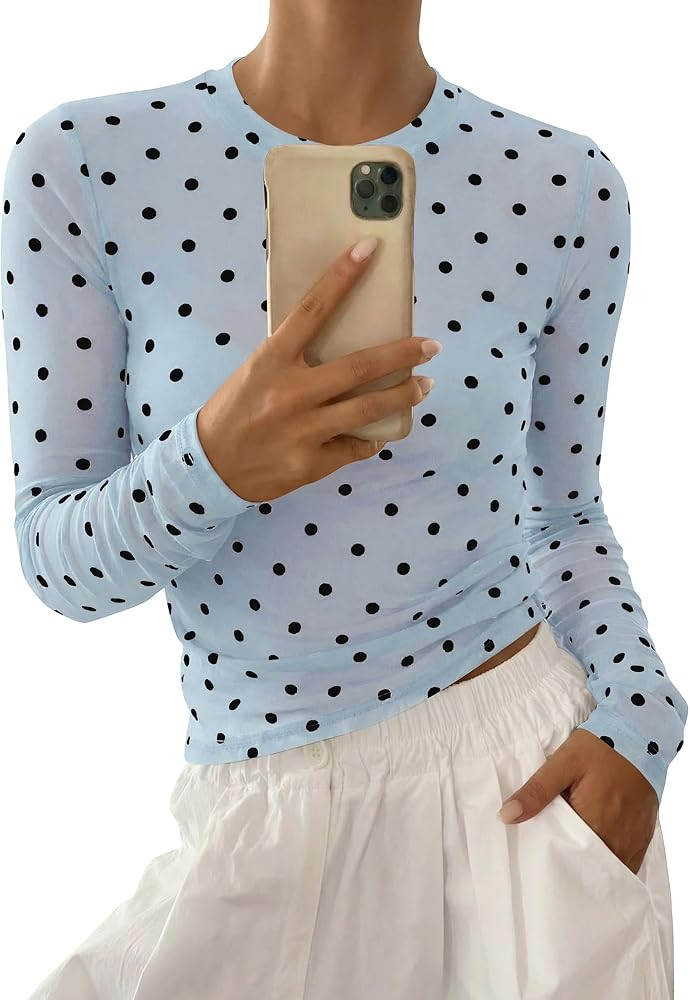 BTFBM Polka Dot Top Long Sleeve Shirts for Women | Amazon (US)