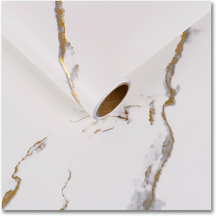 CRE8TIVE Matte White Grey Gold Marble Contact Paper Peel and Stick Marble Wallpaper for Kitchen C... | Amazon (US)
