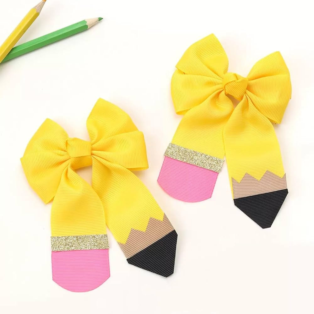 Pencil hair bow clips barrettes,back school gift for teen toddler girls kids graduation cheer par... | Amazon (US)