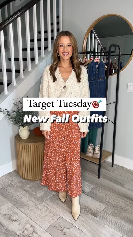 New Fall outfits @targetstyle! #ad Fall skirts. Fall dresses. Family photos. Target denim dress. Country concert outfit. Denim shirt. Target boots. Neutral sneakers. Business casual. Target cardigans. Wearing smallest size in each. Shoes are TTS. #targetpartner #targetstyle #target 

#LTKshoecrush #LTKfindsunder50 #LTKSeasonal