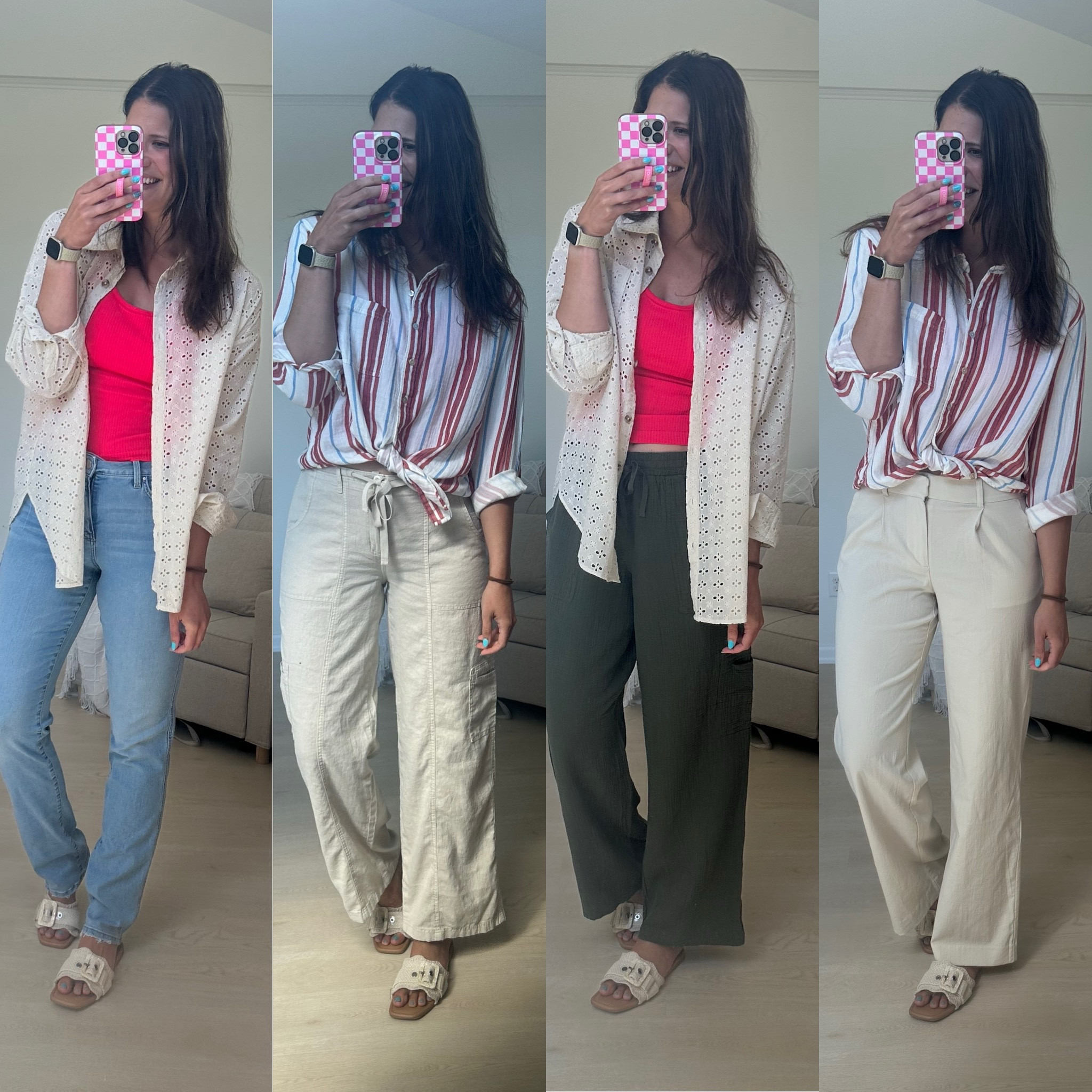 Extra long jeans / long length linen trousers / long length cargo linen pants / green gauze long length pants / red white and blue striped top / eyelet button front shirt 

#LTKSaleAlert #LTKFindsUnder50 #LTKSeasonal