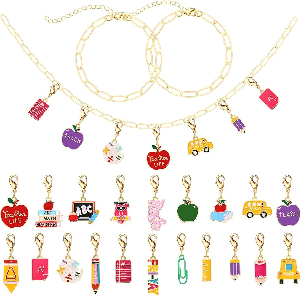 HEIDKRUEGER Student School Charms for Jewelry Making,Bracelet Necklace Link Chain Apple Pencil Ch... | Amazon (US)