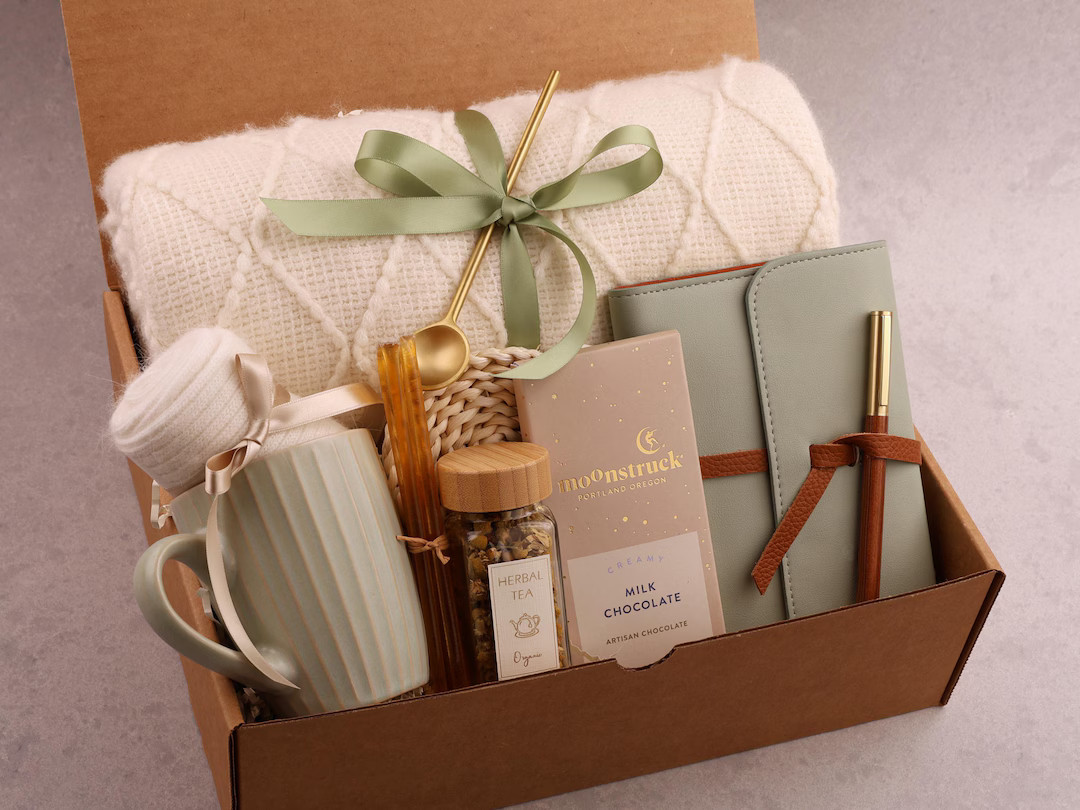 Cozy Hygge Gift Box With Blanket, Self Care, Christmas, Thank You Gift Box for Friend Mentor, Tea... | Etsy (US)