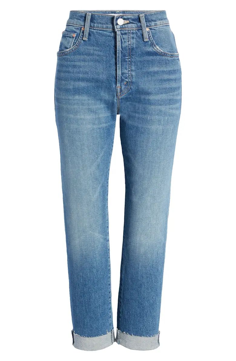 MOTHER The Scrapper Mid Rise Frayed Cuff Ankle Jeans | Nordstrom | Nordstrom