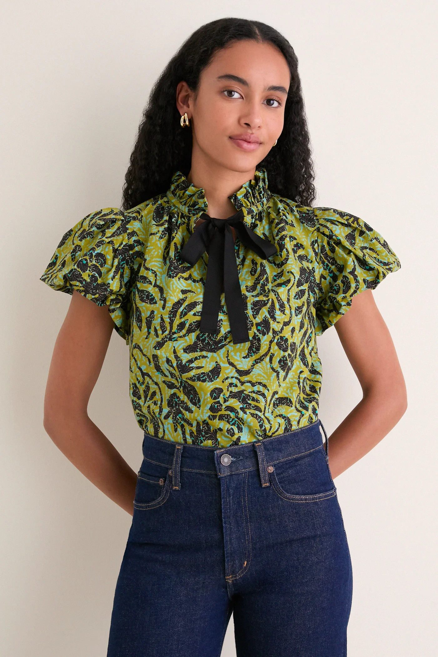 Chartreuse Estela Short Sleeve Cotton Top | Tuckernuck (US)