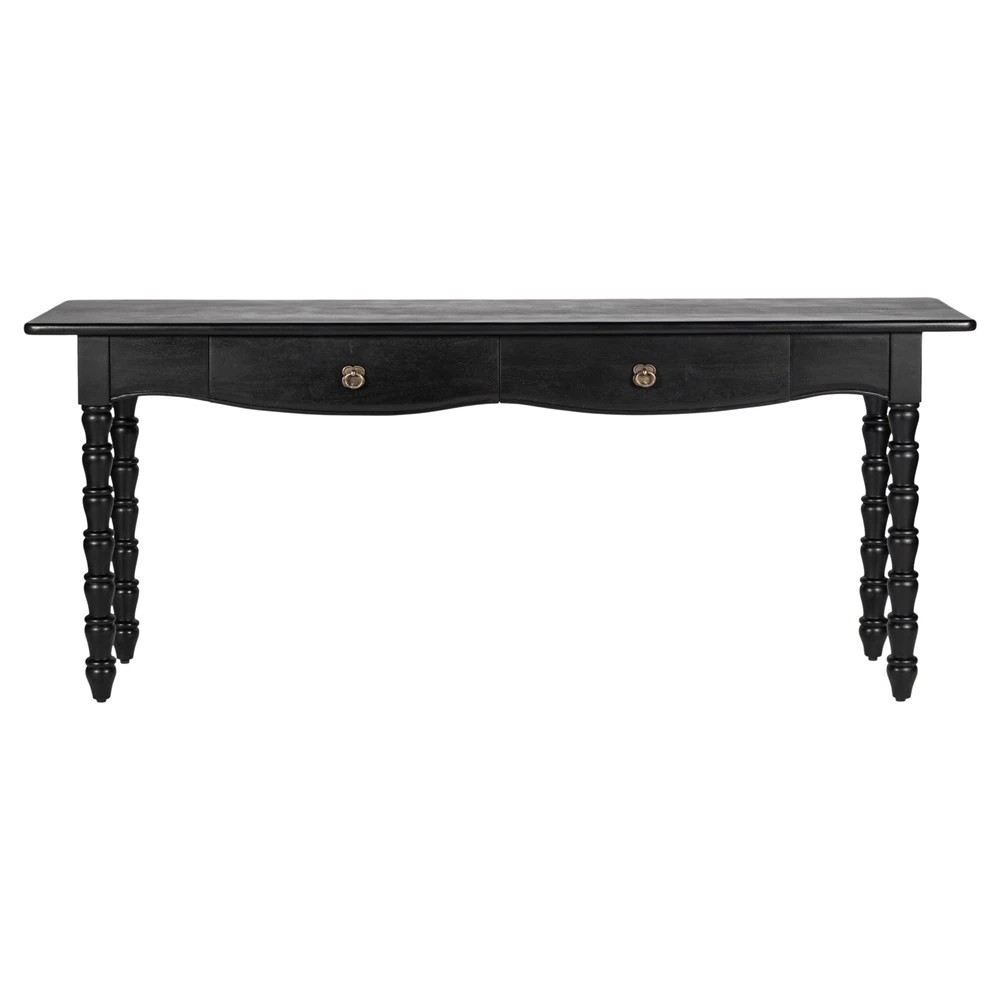 Thomas Updated Traditional Black Wood Spindle Console Table | Kathy Kuo Home