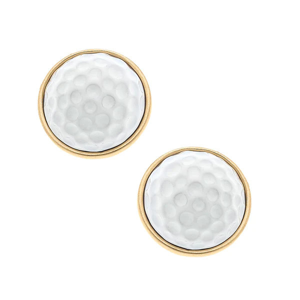 Flynn Golf Ball Stud Earrings in White | CANVAS
