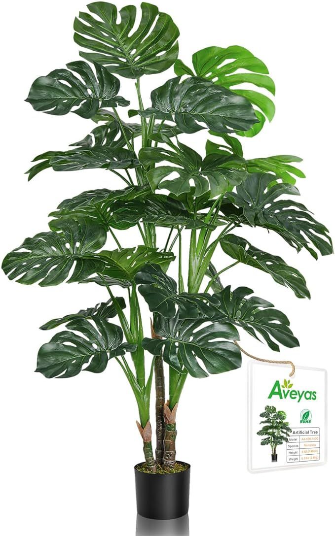 Aveyas 54'' Tall Large Artificial Monstera Deliciosa Plants, 4.5 Feet Faux Swiss Cheese Floor Pla... | Amazon (US)