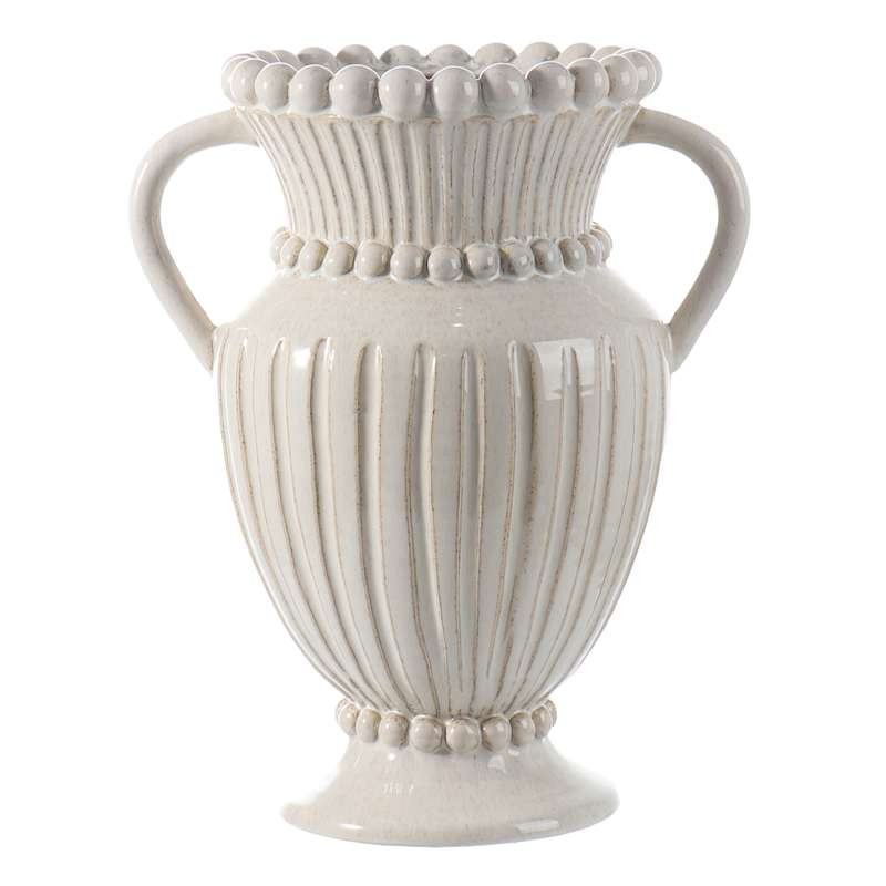 White Ceramic Vase with Handles, 15" | At Home