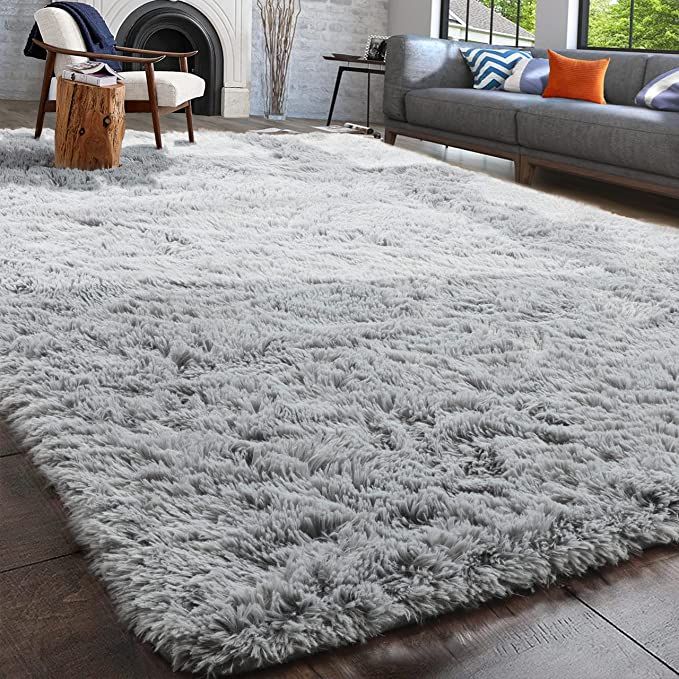 PAGISOFE Ultra Soft Fluffy Shag Area Rugs for Living Room Bedroom, 5x7 Feet ,Shaggy Silver Rugs C... | Amazon (US)