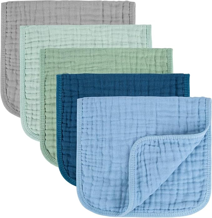 MIGIOL Baby Burp Cloth 100% Cotton Newborn Cotton Muslin Burp Cloth 10x20 inches (Blue & Green 5 ... | Amazon (US)