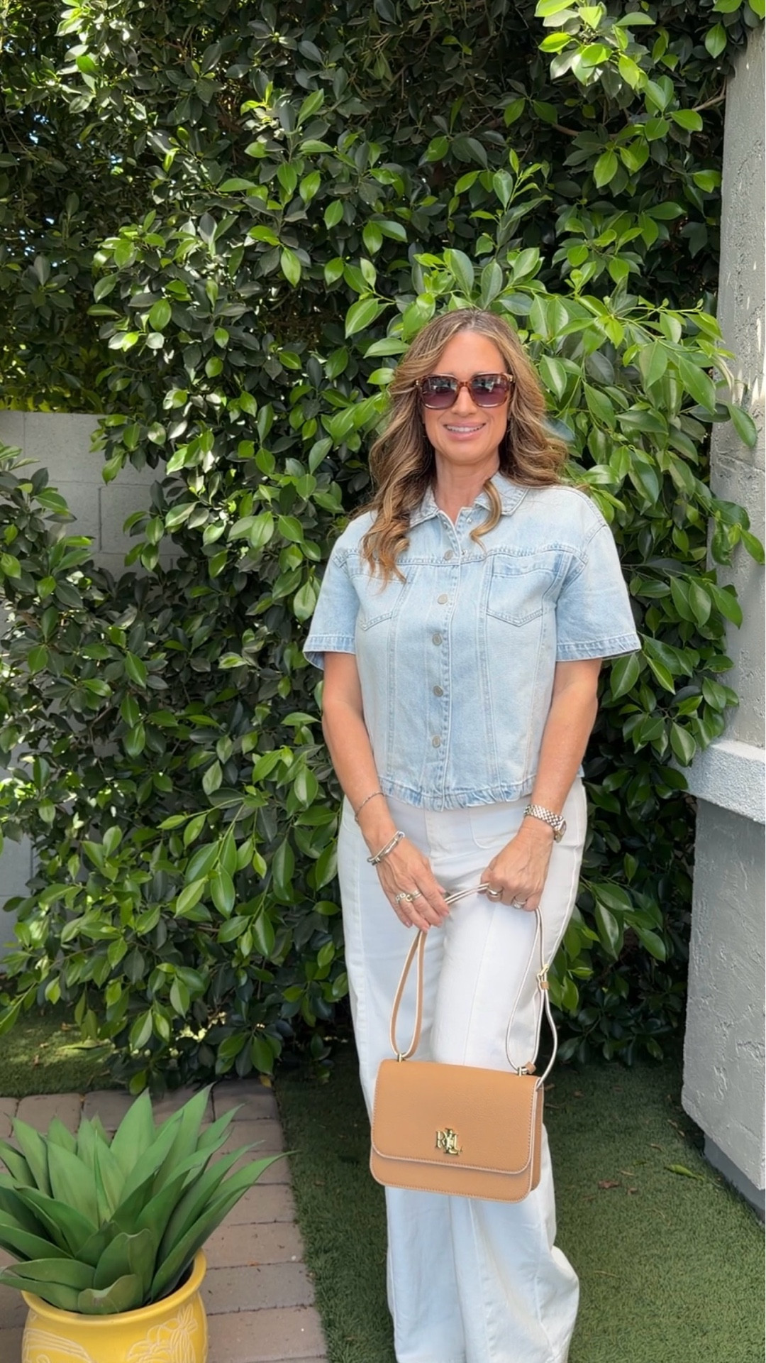 Another Spring OOTD and outfit idea. I can’t get enough of denim tops! The Habitual top comes in two different styles. Wearing a 10/30 in the Paige jeans. 

#LTKootd #LTKMidsize #LTKPetite