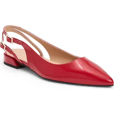 Bruno Magli Juliet Slingback Pointed Toe Flat in Biscuit Patent at Nordstrom, Size 8.5 | Nordstrom