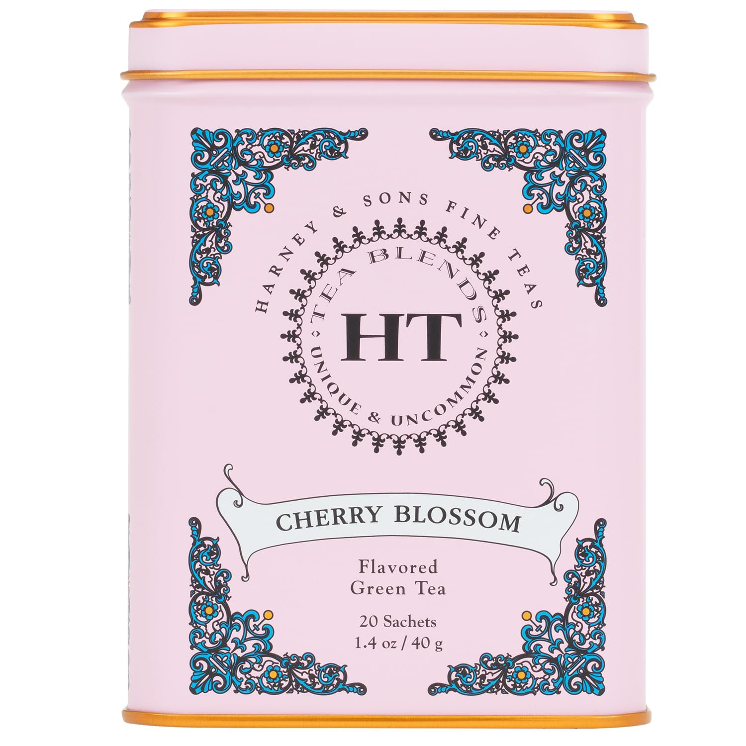 Harney & Sons Caffeinated Blossom Green Tea Tin Sachets Pink 31629, Cherry, 20 Count (Pack of 1) | Amazon (US)