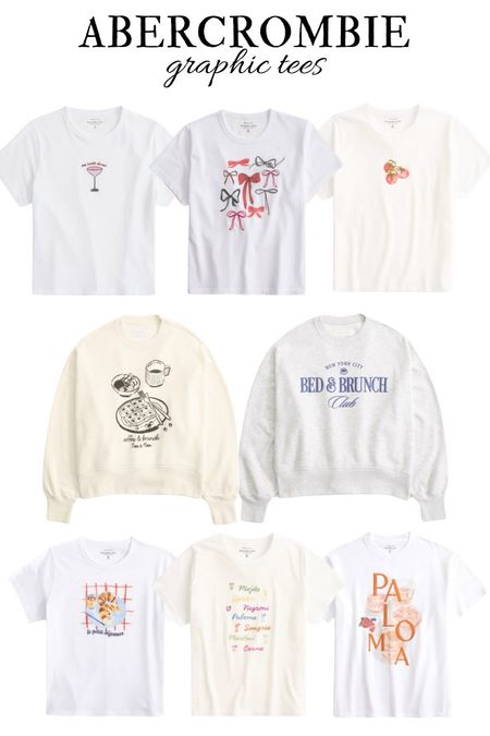 The cutest graphic baby tees and crewnecks from Abercrombie for 20% off! #abercrombie #graphictee #babytee 