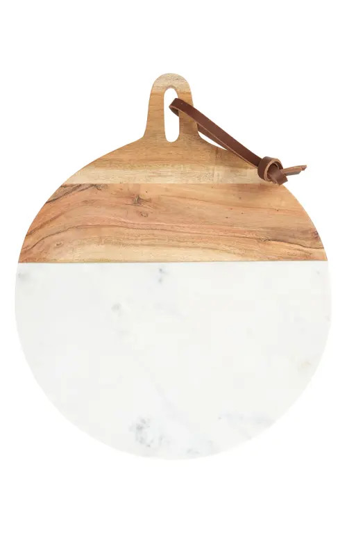 Nordstrom Marble & Acacia Wood Round Cutting Board in White Cloud Marble at Nordstrom | Nordstrom