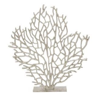 Litton Lane 3 in. x 21 in. Silver Aluminum Coral Sculpture 24072 - The Home Depot | The Home Depot