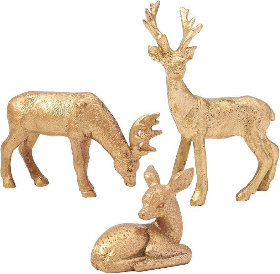 DN DECONATION Reindeer Christmas Decoration Figurines – Vintage Gold Christmas Deer Statue with... | Amazon (CA)
