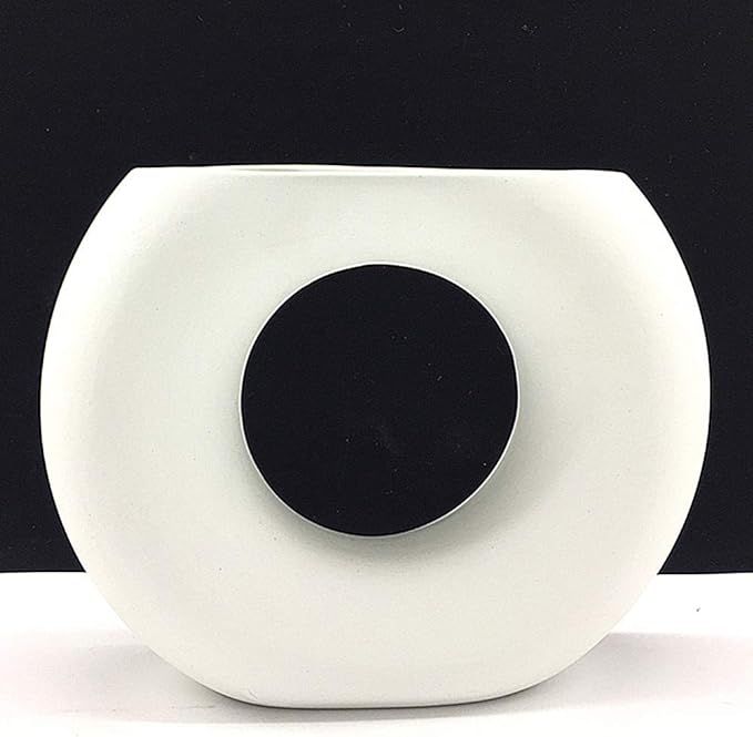 Anding White Ceramic Vase - Matte Design - Round Modern Vase Ideal Gift Vase for Friends, Family,... | Amazon (US)