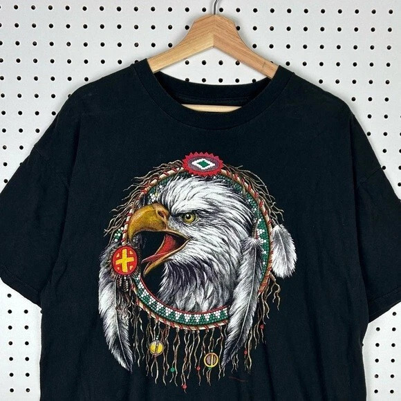 Vintage Bald Eagle Graphic T Shirt Native American Indian Black 90s Size Large | eBay US