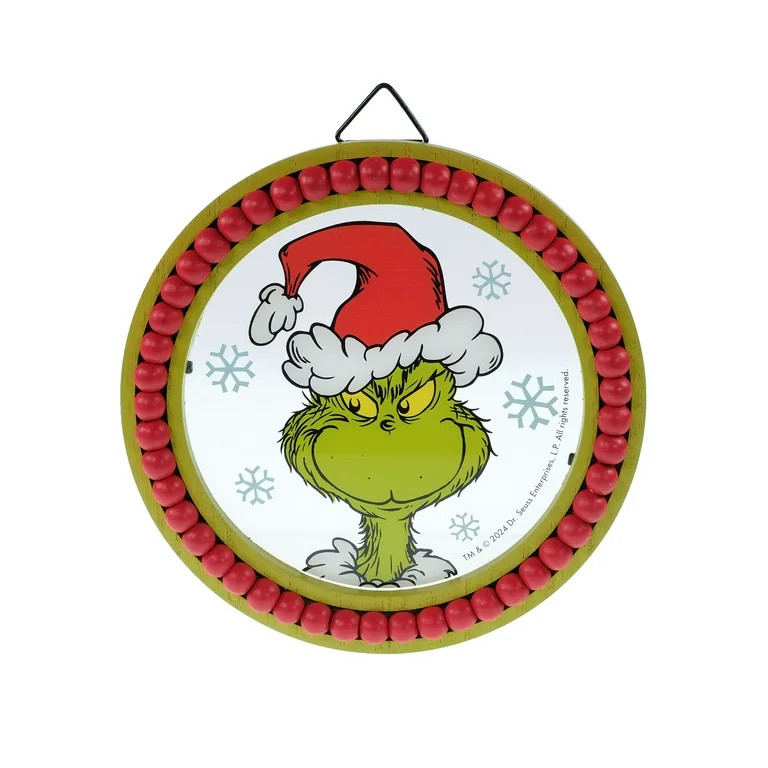 Grinch Beaded Frame Round Christmas Wall Décor by The Grinch | Walmart (US)