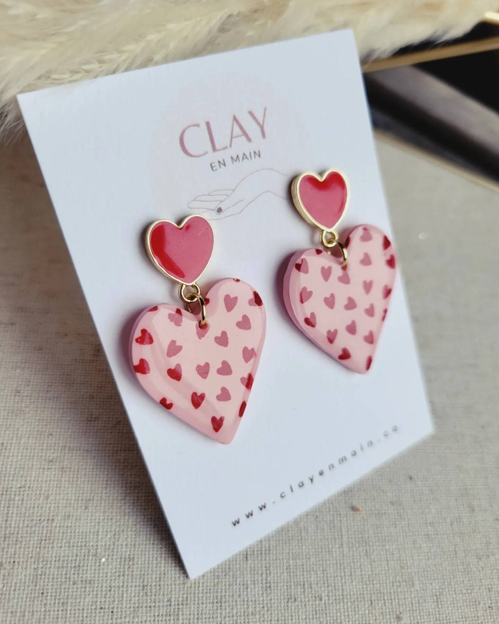 Polymer Clay Earrings, Dangle Earrings, Heart Earrings, Gifts for Her, Valentines Gift, Valentine... | Etsy (US)