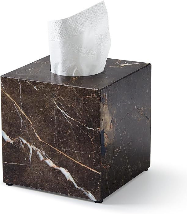 Real Natural Marble Tissue Box Cover, 5.5in Square Holder | Amazon (US)