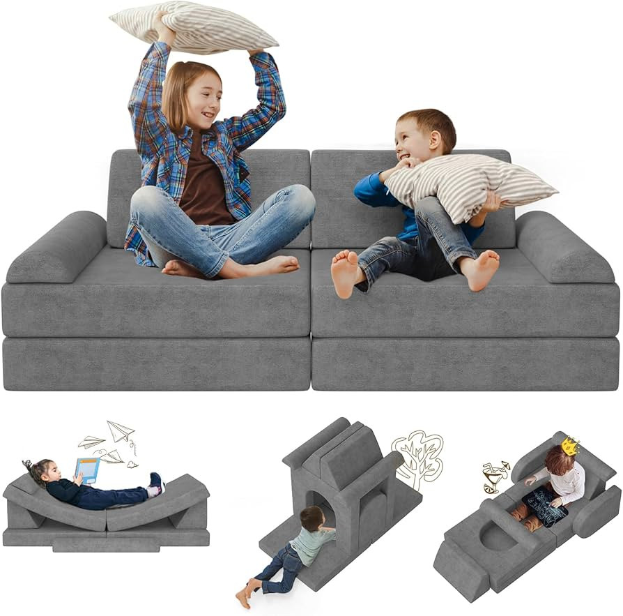 Toddler Couch, 10-Piece Modular Kids Play Couch for Playroom | Amazon (US)