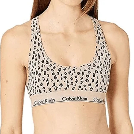 Calvin Klein SAVANNAH CHEETAH CEDAR Modern Unlined Racerback Bralette US Small | Walmart (US)