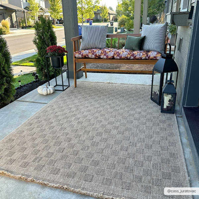 Jurek Beige Checkered Area Rug | Boutique Rugs