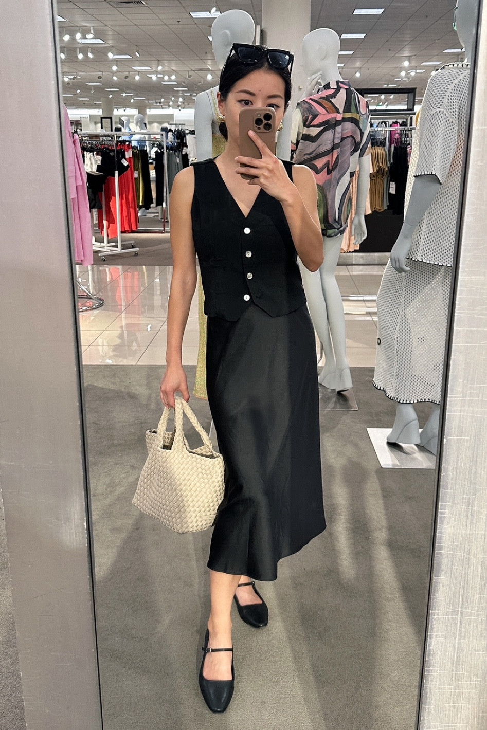 Re styling this Madewell vest for a smart casual everyday summer outfit . On extra sale with code COOLDOWN 

Would also work for an office that allows sleeveless tops and looks very cute with the wide jeans linked too 

• Madewell vest 00 - on extra sale. shoulders are slightly taken up. Love how lightweight and shrunken fit this is 

• Amazon “the drop” slip skirt xxs - versatile and low maintenance. Also linked the quince 100% silk one which is a great value - I have in Xs. 

• Old Nordstrom brand Maryjane’s, linked similar that I love  

• Madewell vintage style earrings 

• Naghedi mini tote

• Nordstrom $15 sunnies 

#LTKworkwear #LTKfindsunder100 #LTKSeasonal