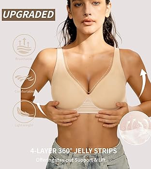2026 Women Jelly Seamless Wireless Push Up Bras Deep V No Underwire Supportive Everyday Bra Full ... | Amazon (US)