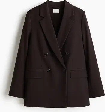 H&M Double-breasted Blazer in Brown at Nordstrom, Size Xx-Small | Nordstrom