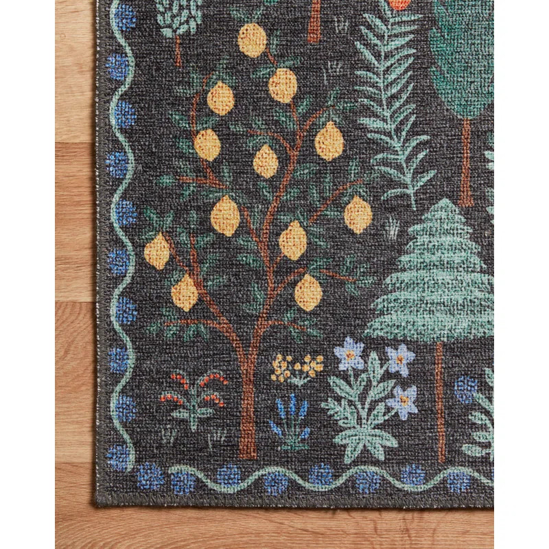 Rifle Paper Co. x Loloi Menagerie MEN-02 Forest Black Rug | Wayfair North America