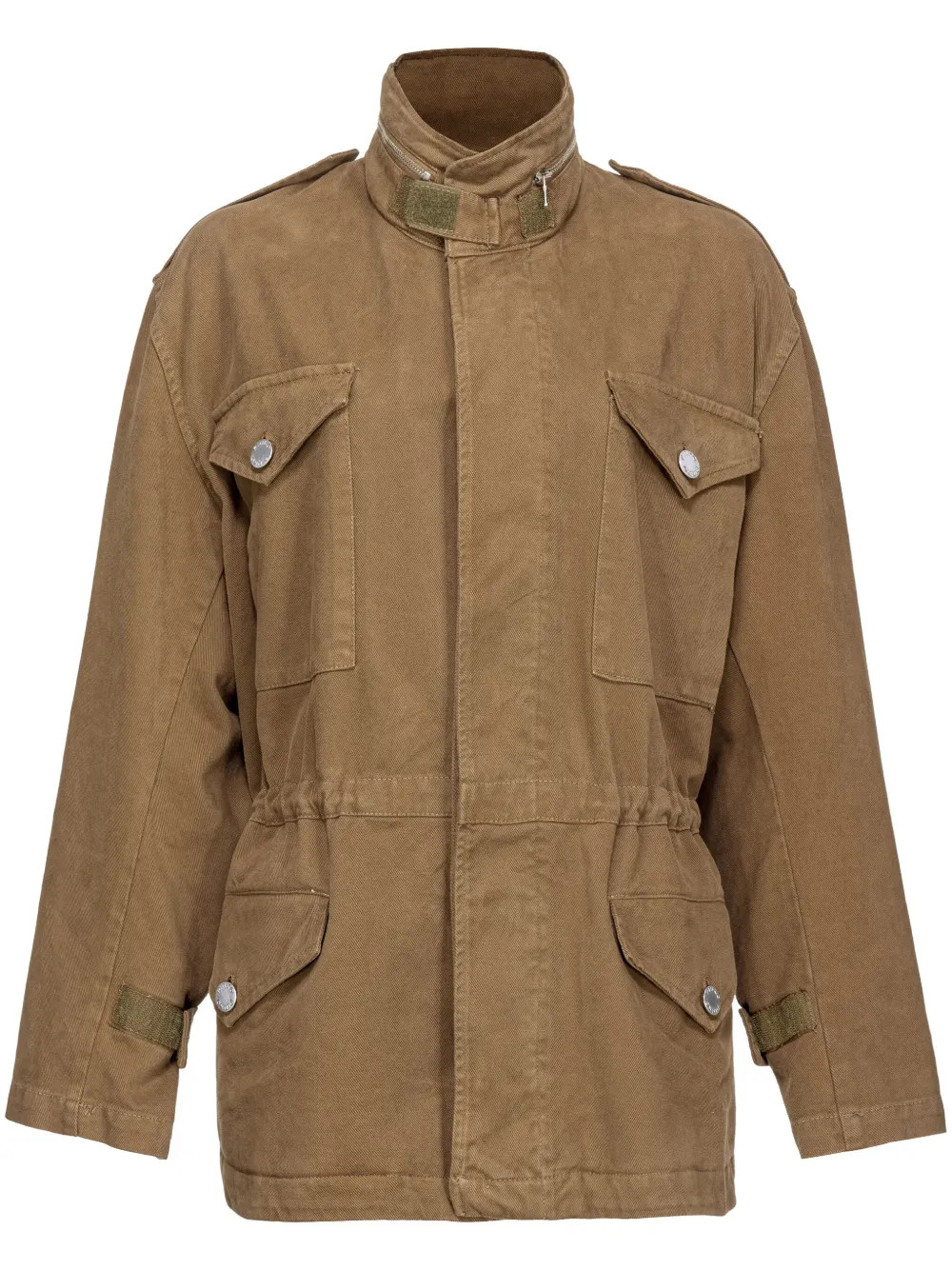 PINKO Cotton Overshirt high-neck Jacket | Brown | FARFETCH | Farfetch Global