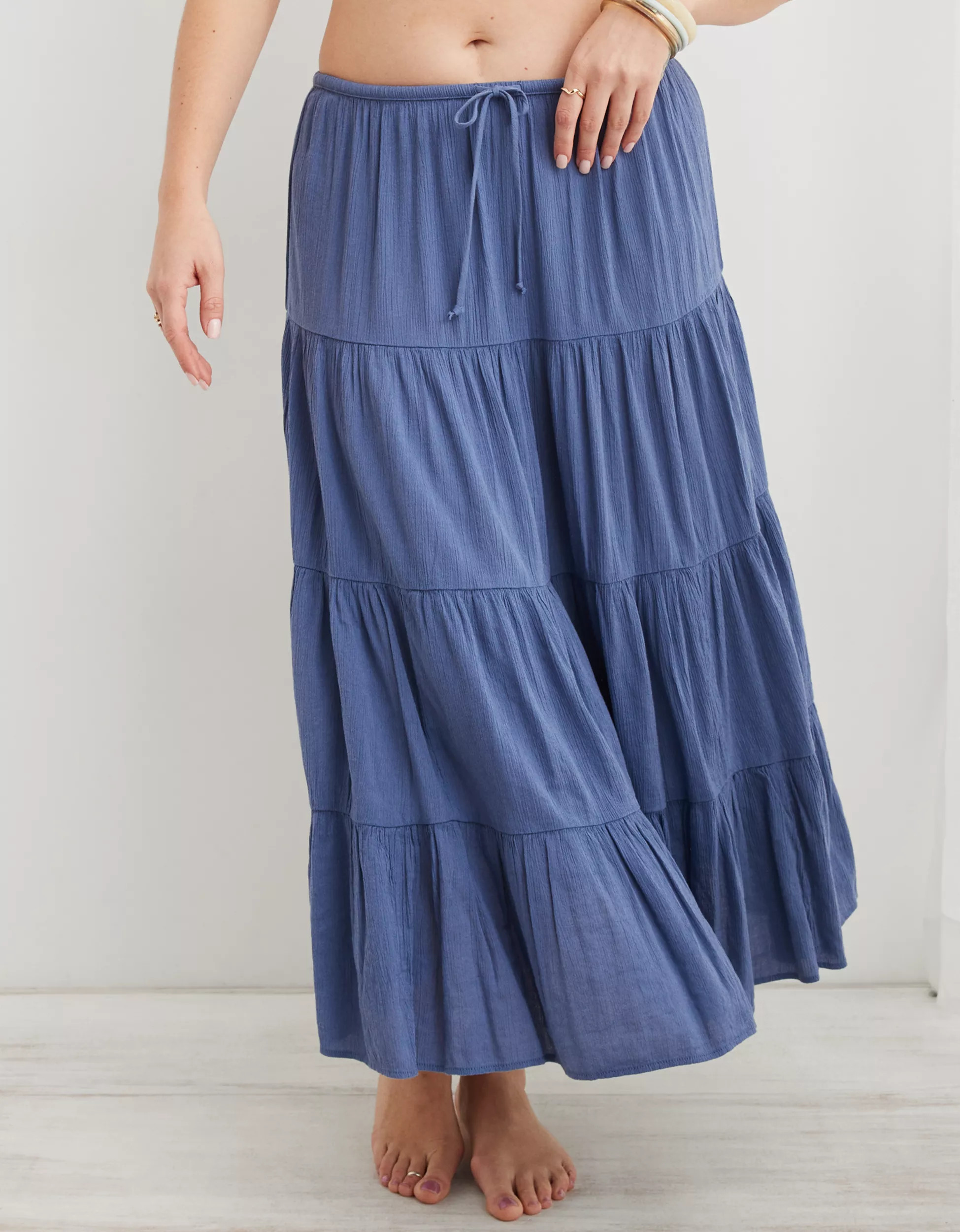 Aerie Beach Club Tiered Maxi Skirt | American Eagle Outfitters (US & CA)
