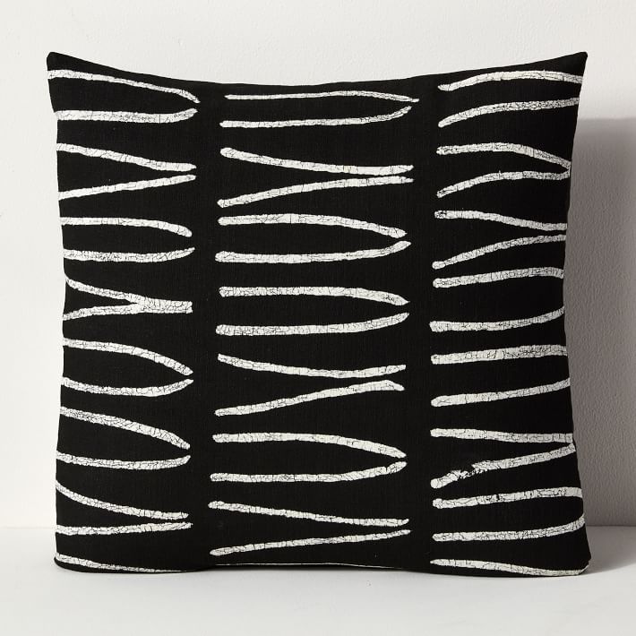 Sadza Batik Lines Pillow Cover - Black | West Elm (US)