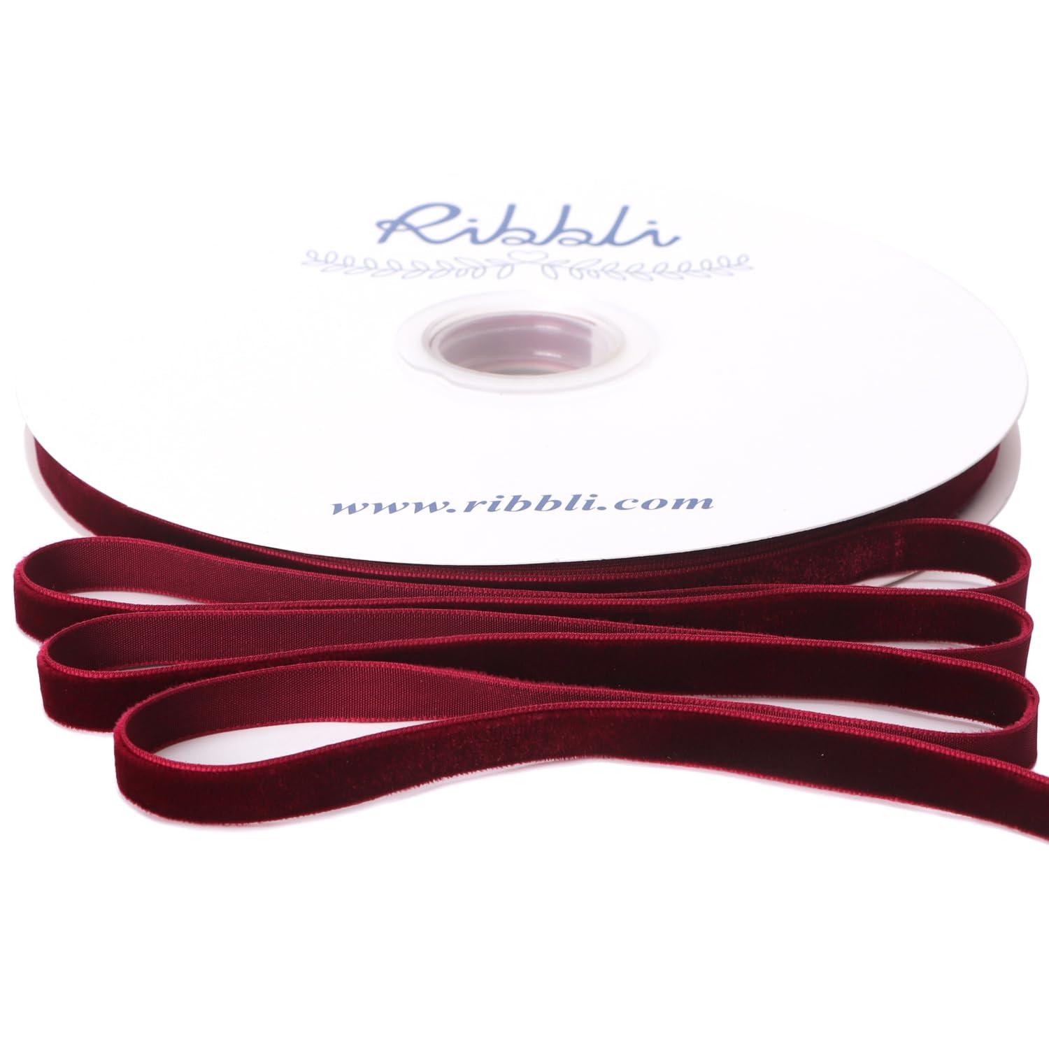 Ribbli Burgundy Velvet Ribbon 3/8 Inches Continuous 25 Yard Spool Green Christmas Ribbon for Gift... | Amazon (US)