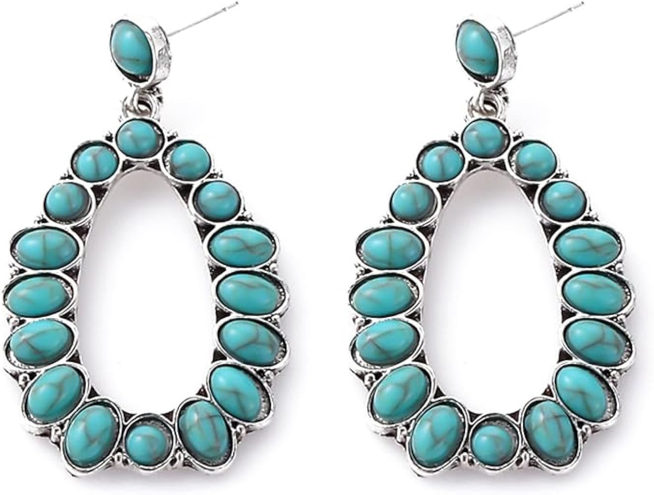 Turquoise Bohemian Dangle Earrings for Women, Turquoise Dainty Teardrop Drop Earrings Boho Hoop H... | Amazon (US)